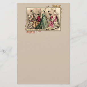 Victorian Dress With Pink Bow Stationery