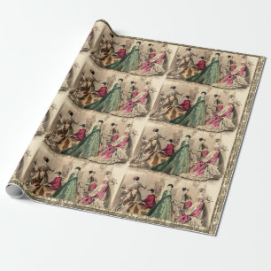 Victorian Dress With Pink Bow Wrapping Paper