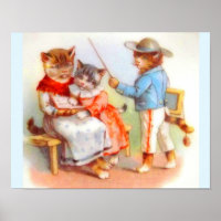 Victorian dressed kitty cats family