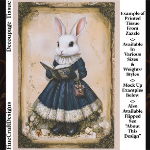Victorian Dressed Rabbit With Book ER7L Decoupage Tissue Paper