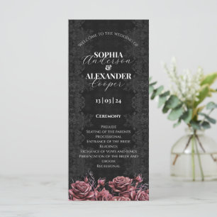 Victorian Dust Pink Gothic Floral Wedding Program 