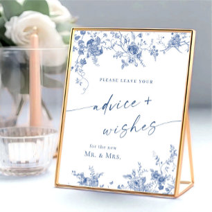 Victorian Dusty Blue French Garden Advice & Wishes Poster