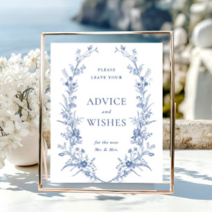 Victorian Dusty Blue French Garden Advice & Wishes Poster