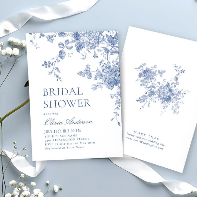 Victorian Dusty Blue French Garden BRIDAL SHOWER Invitation (Creator Uploaded)