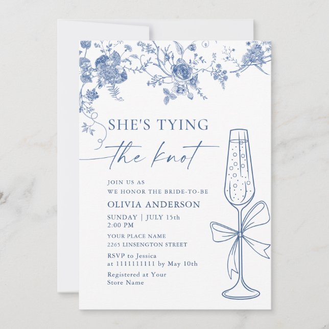 Victorian Dusty Blue French Garden BRIDAL SHOWER Invitation (Front)