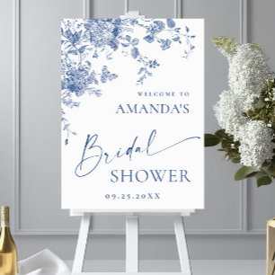 Victorian Dusty Blue French Garden Bridal Shower Poster