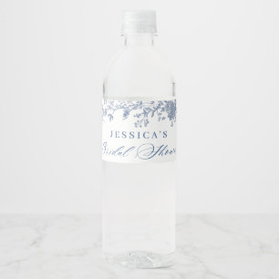 Victorian Dusty Blue French Garden Bridal Shower Water Bottle Label