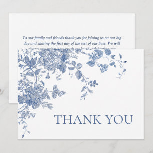 Victorian Dusty Blue French Garden Floral Wedding Thank You Card