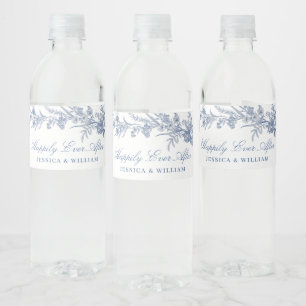 Victorian Dusty Blue French Garden Floral Wedding Water Bottle Label