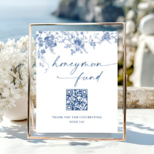 Victorian Dusty Blue French Garden Honeymoon Fund Poster