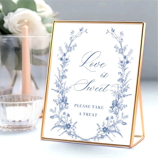 Victorian Dusty Blue French Garden Love is Sweet Poster (Creator Uploaded)