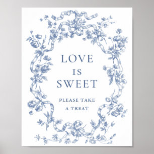 Victorian Dusty Blue French Garden Love is Sweet Poster