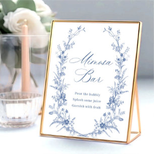 Victorian Dusty Blue French Garden Mimosa Bar Sign