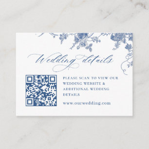 Victorian Dusty Blue French Garden QR code Details Enclosure Card