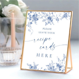 Victorian Dusty Blue French Garden Recipe Cards Poster