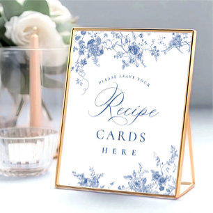 Victorian Dusty Blue French Garden Recipe Cards Poster