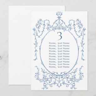 Victorian Dusty Blue Wedding Seating Chart Card