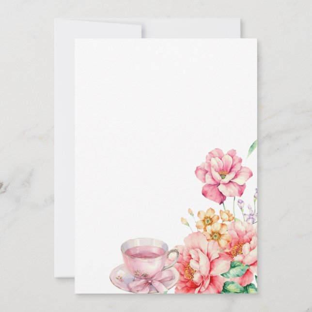 Victorian Dusty pink Garden Tea Bridal Shower Invitation (Back)