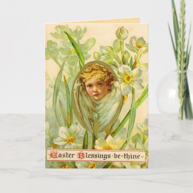 Victorian Easter Angel Holiday Card (Front)