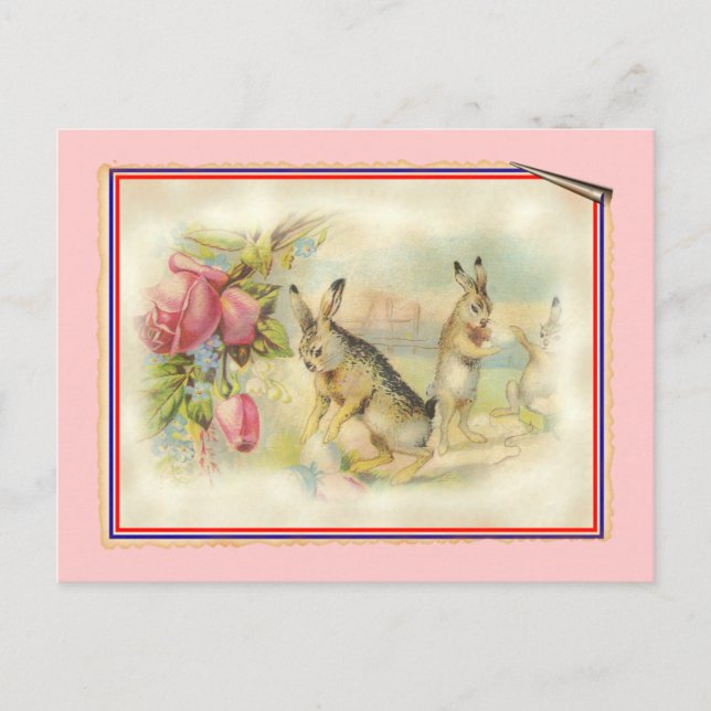 Victorian Easter Bunny Holiday Postcard (Front)