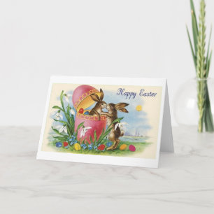 Victorian Easter Bunny Kiss Easter Card