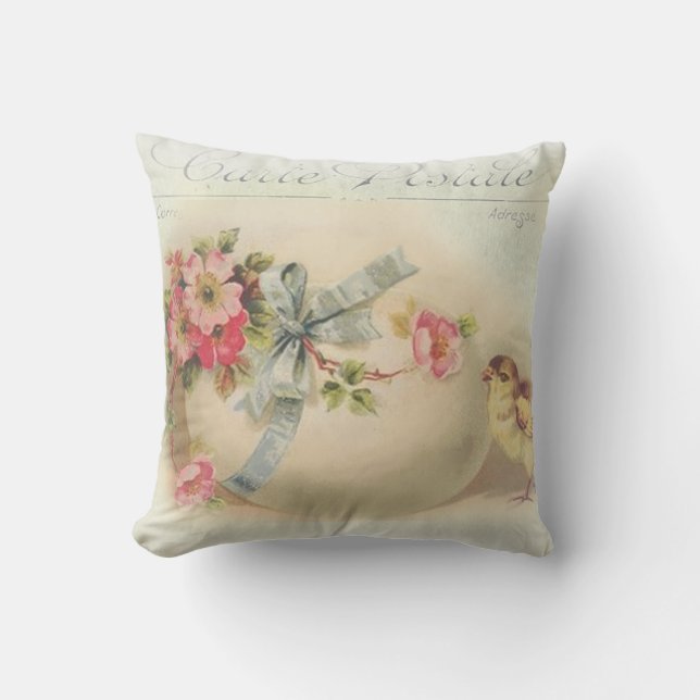 Victorian Easter chick and egg Throw Pillow (Front)