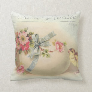 Victorian Easter chick and egg Throw Pillow