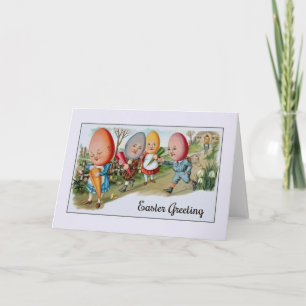 Victorian Egghead People Easter Greeting Card