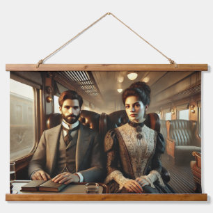 Victorian Elegance on a Vintage Train Journey Hanging Tapestry
