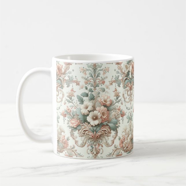 Victorian Elegance: Soft Pastel Patterns Coffee Mug (Left)