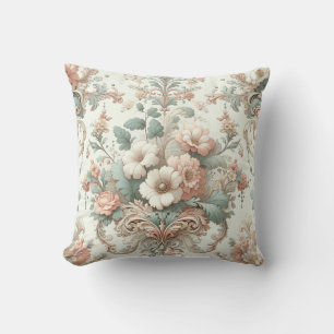 Victorian Elegance: Soft Pastel Patterns Throw Pillow