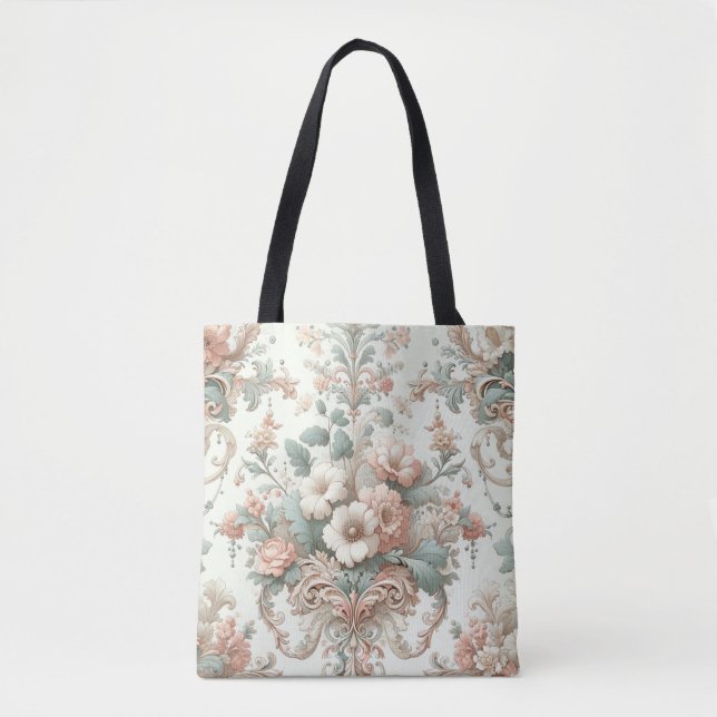 Victorian Elegance: Soft Pastel Patterns Tote Bag (Front)
