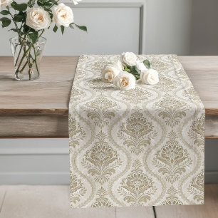 Victorian Elegance Table Runner Soft Beige Damasks