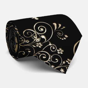Victorian elegant black and gold tie