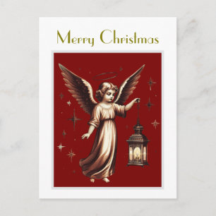 Victorian Elegant Christmas Angel and Lantern Postcard