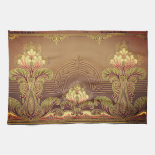 Victorian elegant floral frieze kitchen towel