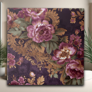 Victorian Elegant Lace Purple Roses Tile