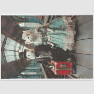 Victorian Elegantly Dressed Mouse Couple Decoupage Tissue Paper