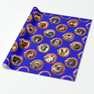 VICTORIAN ENAMELS /MINIATURE DOG PORTRAITS,Blue Wrapping Paper