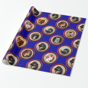 VICTORIAN ENAMELS /MINIATURE DOG PORTRAITS,Blue Wrapping Paper