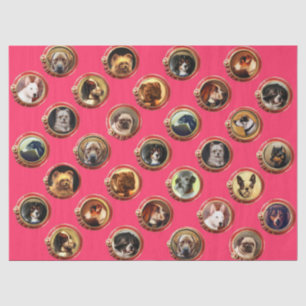 VICTORIAN ENAMELS /MINIATURE DOG PORTRAITS Pink  Tissue Paper