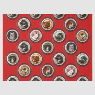 VICTORIAN ENAMELS /MINIATURE DOG PORTRAITS Red  Tissue Paper