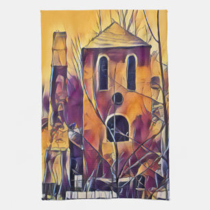 VICTORIAN ENGLAND FUNNY BUILDING KITCHEN TOWEL