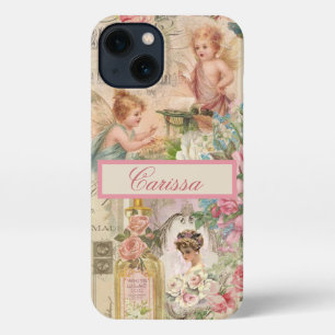 Victorian Ephemera Angels Roses Monogrammed iPhone 13 Case