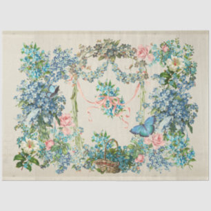 Victorian Ephemeral Forget-Me-Not Collage Tissue Paper