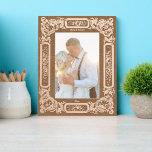 Victorian Era 1850 Rose Floral Border Etched Frames<br><div class="desc">This etched wooden frame was derived from an antique Victorian era 1850 rose floral border print. You can easily personalize the text in this design template.</div>