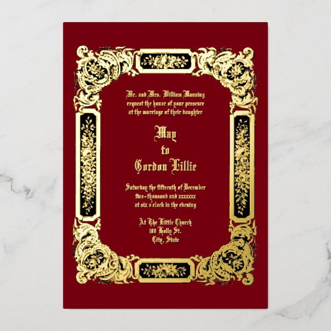 Victorian Era 1850 Rose Flowers Border Wedding (Front)