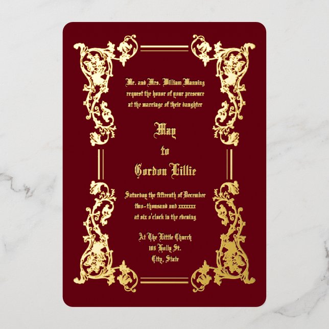 Victorian Era 1851 Elegant Floral Border Wedding (Front)