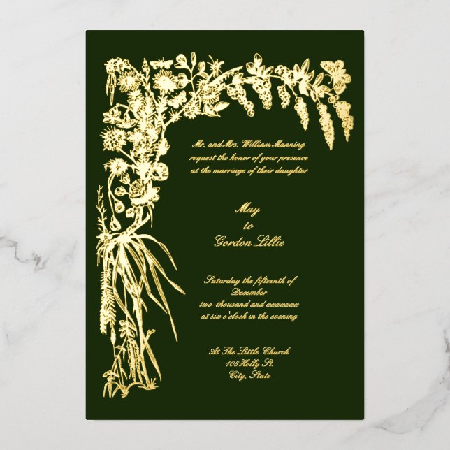 Victorian Era 1874 Botanical Floral Border Wedding (Front)