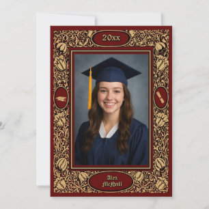 Victorian Era 1896 Art Nouveau Floral Graduation Announcement